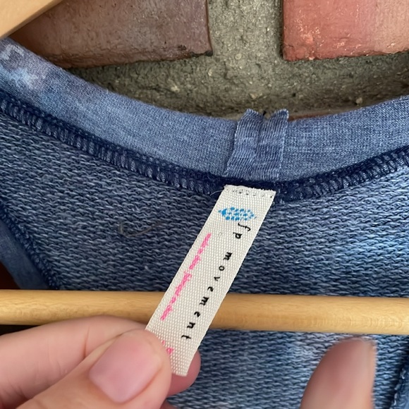 Free people romper one piece large blue white tank style full length Large - Picture 4 of 5